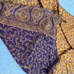 Large Scarf Shawl Purple and Gold 2 Sides Fringe Unbranded Pashmina? No Tags